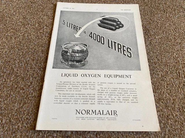 (Fabk26) Advert 11X8" Normalair Liquid Oxygen Equipment