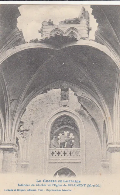 GUERRE 14-18 WW1 MEURTHE-ET-MOSELLE BEAUMONT intérieur clocher de l'église