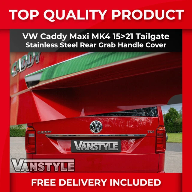 Fits Vw Caddy Mk4 Maxi 15>21 Polished St.steel Rear Grab Handle Trim Tailgate