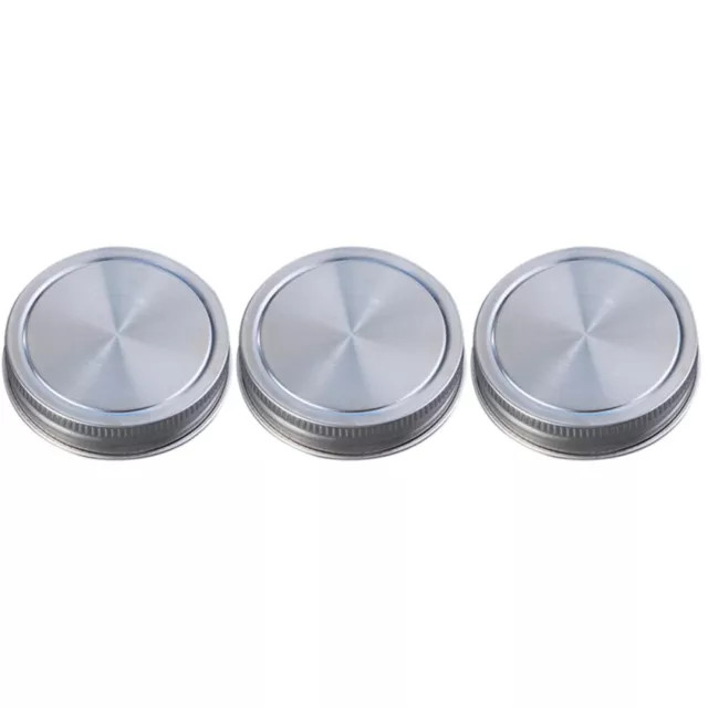 3 PCS Stainless Steel Mason Jar Lid Leakproof Cover Caps Solid Household