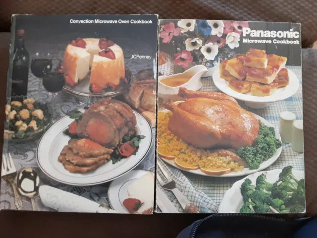 2 Vintage Microwave Cookbooks Lot Panasonic JCPenney Convection Hardback L@@K!!