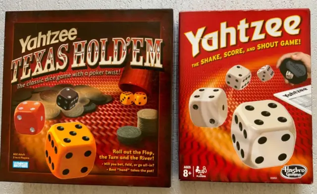 Yahtzee Classic and  Yahtzee Texas Hold Em Dice Game with a Poker Twist