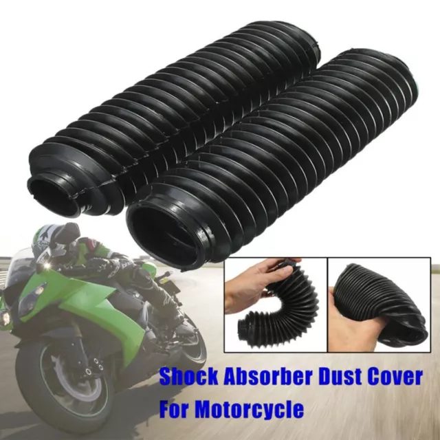 1 Pair,Black Motorcycle Front Fork Rubber Gaiters Boots For CQR,245x58x39mm