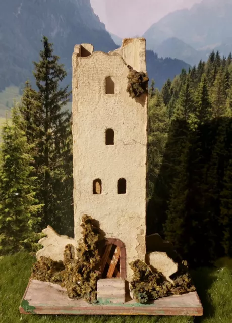Spitaler Turm Burgturmruine Ruine 62 H0 HO Marke creglinger Holzhaus antik