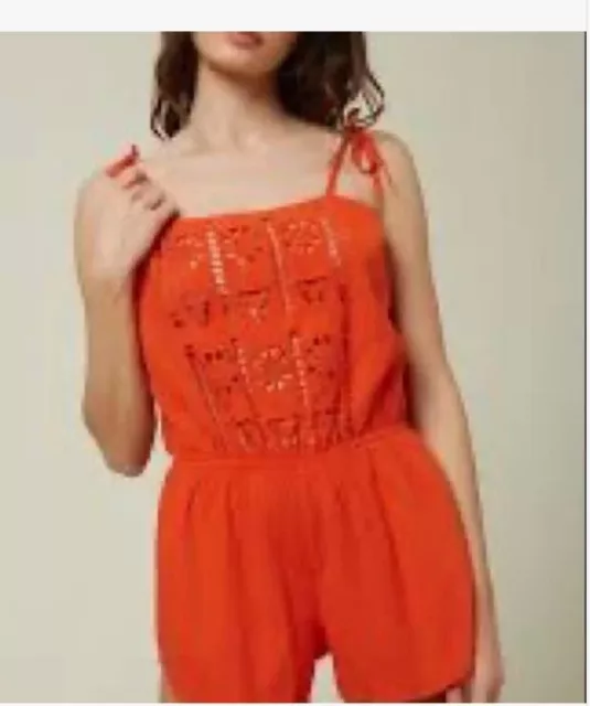 O'neill orange coverup romper with spaghetti straps size med NWT