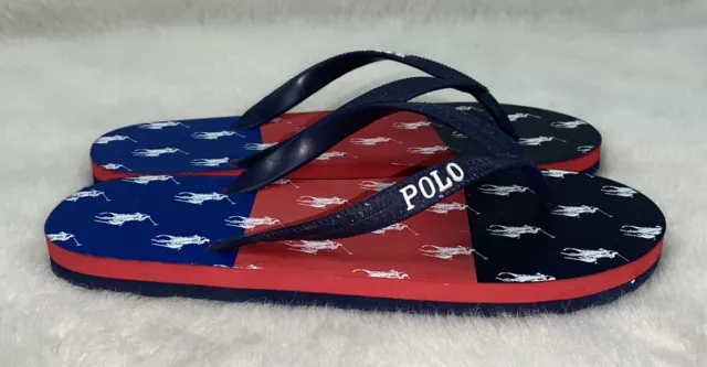 POLO RALPH LAUREN Womens’ Blue Red Black Flip Flops Sandals Shoes Size 7