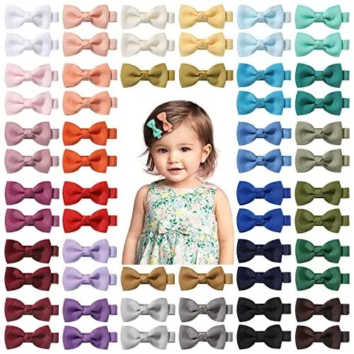 60 Pcs Baby Hair Clips Bows for Toddler Girls Fully Lined Baby Barrettes Gros...