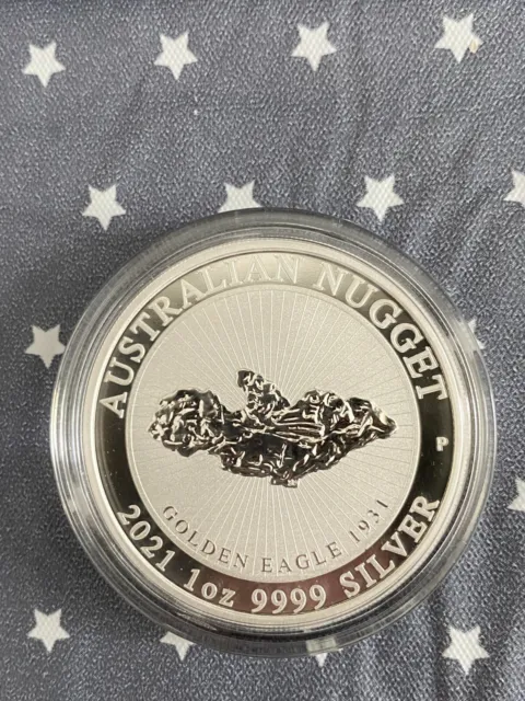 2021 1oz Silver $1 AUSTRALIAN NUGGET Golden Eagle BU Coin Mintage 30,000 ONLY!