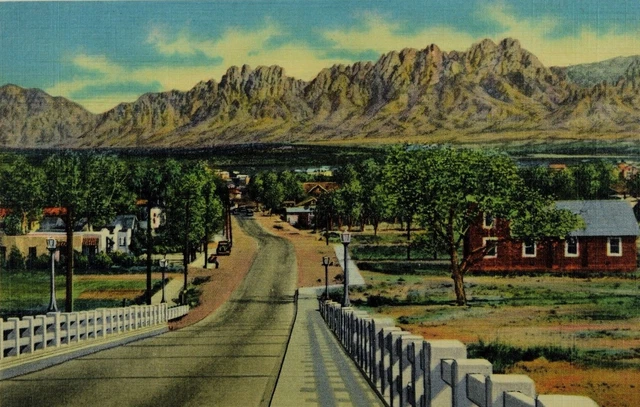 Organ Mountains and Viaduct Las Cruces, N. M. Vintage Postcard P55