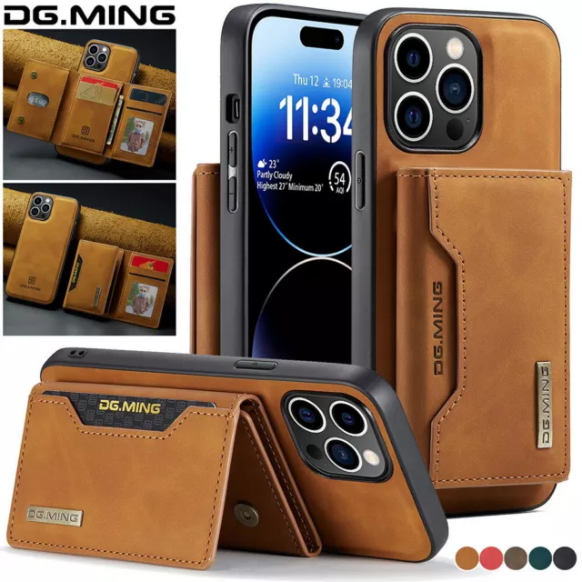 Removable Magnetic Luxury Leather Wallet Card Holder Stand Case Cover For iPhone