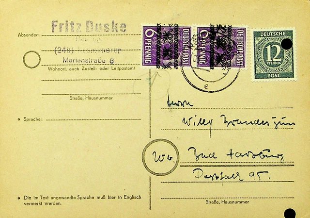Sephil Deutschland 2x6pf Ovpt + 12pf Auf Postkarte Von Neumunster Sich Harzburg