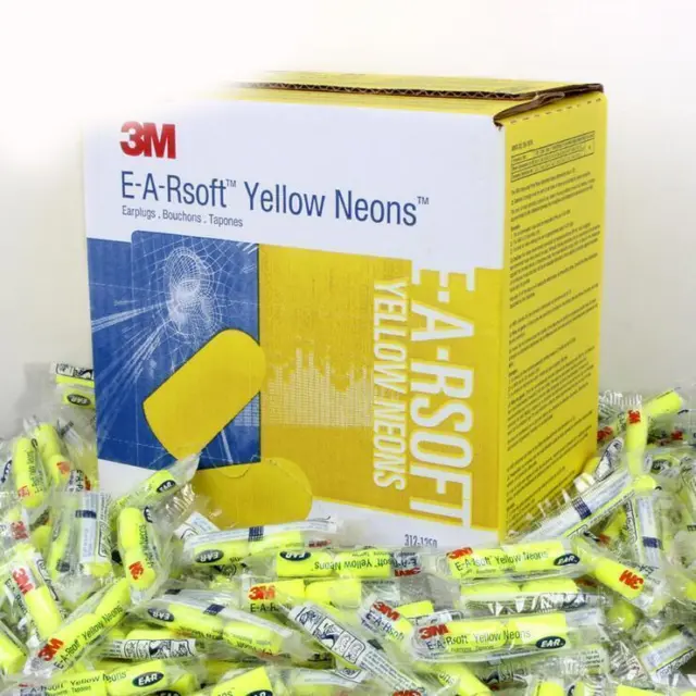 10 Pairs E-A-Rsoft Yellow Neons 312-1250 Noise Reduction 33dB Uncorded Poly Bag
