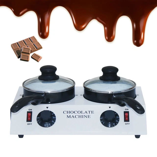 2-Tank Chocolate Tempering Machine With Lid – 800W Electric Melting Pot For Chocolate, Milk, Cheese & Candy