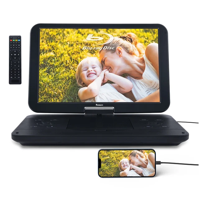 NAVISKAUTO 17.5& PORTABLE BluRay DVD Player with 15.4" 1920X1080 HD