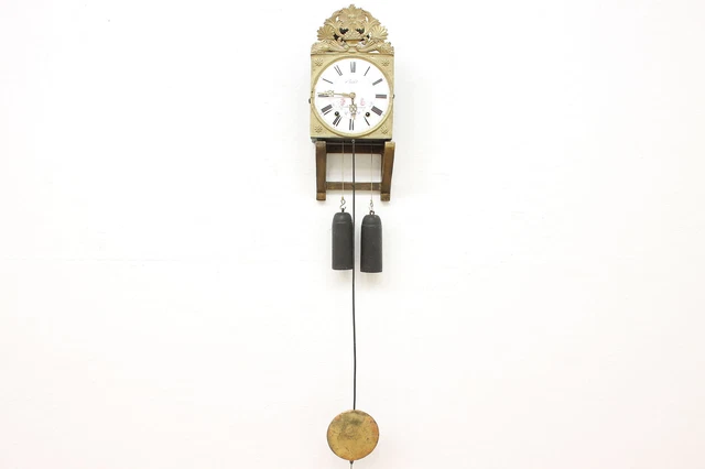 French Antique Farmhouse Morbier Wag on the Wall Clock, Burlet Fontaine #41370 French Antique Farmhouse Morbier Wag on the Wall Clock, Burlet Fontaine #41370