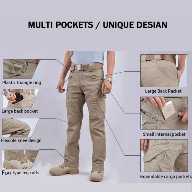 AU Soldier Tactical Water Repellent Pants Men Cargo Work Trousers Outdoor Combat 3