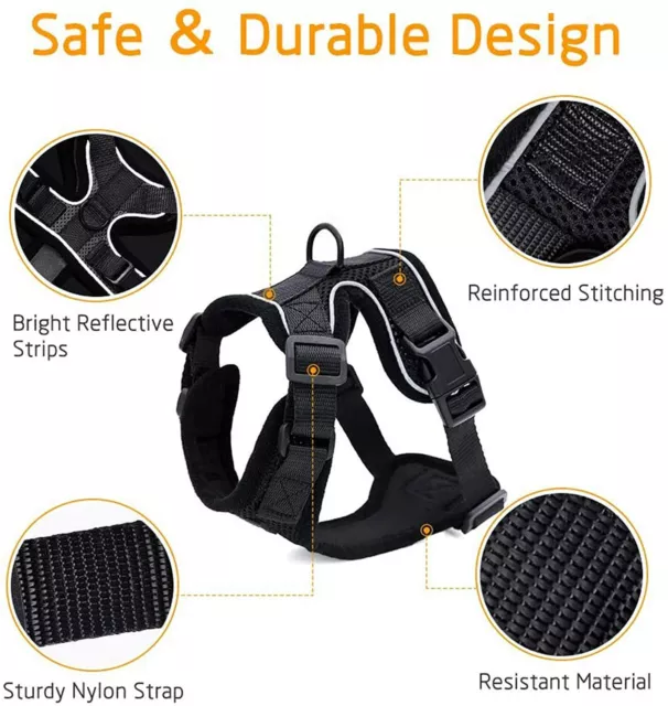 Cat Dog Harness & Leash Walking Escape Proof Adjustable Reflective Vest Harness 3