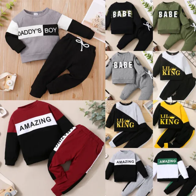 Baby Boys Toddler Tracksuit Long Sleeve Sweatshirt Tops Pants Set Outfit Clothes