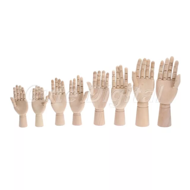 Wooden Right Left Hand Model Sketching Drawing Jointed Movable Fingers Mannequin 3