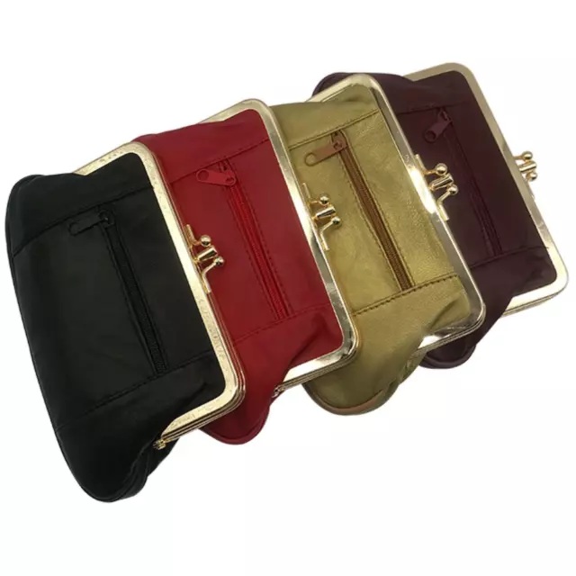 Women's New Real Leather Big Clip Top Clasp Purse Clutch Money Pouch Coin Wallet