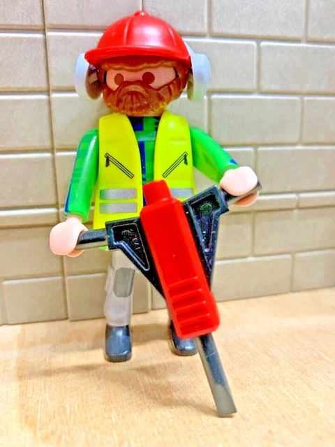 Figurine Playmobil - L'Ouvrier De Chantier (Travaux Publics) - Occasion - Thème Chantiers