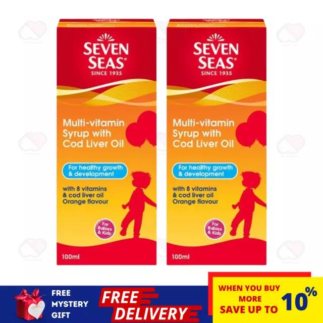 2X Seven Seas Multivitamin Syrup With Cod Liver Oil 100ml Orange Flavor For Kids