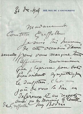 Auguste RODIN  Ensemble de 5 lettres autographes signées à la comtesse Greffulhe