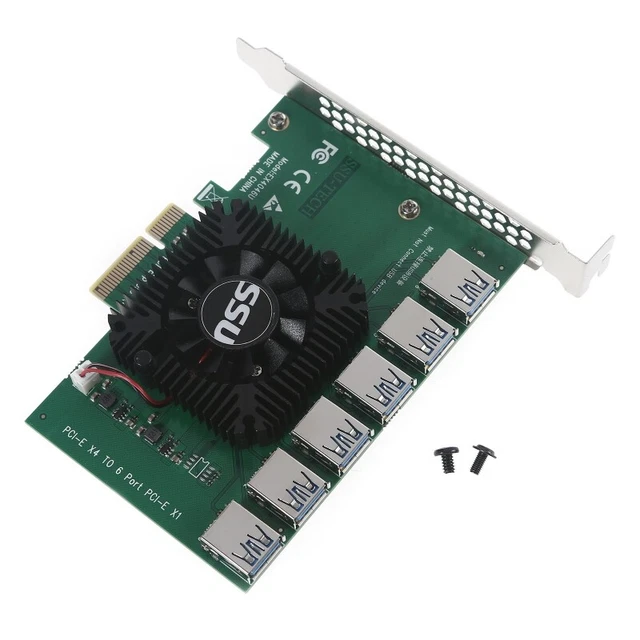 1 to 6 PCI-E 4X to External 16X  Card USB 3.0 Adapter Card for  Mining