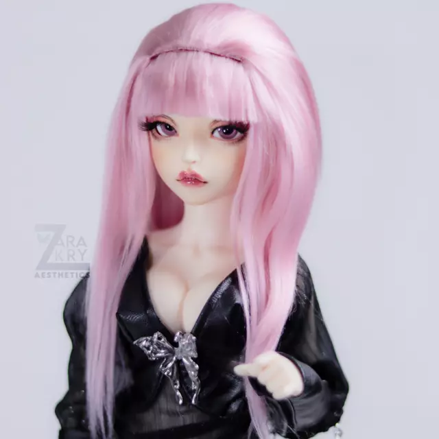 Minifee BJD Wig MSD pink fit 6-7 and 7-8 inch heads stretchy wig