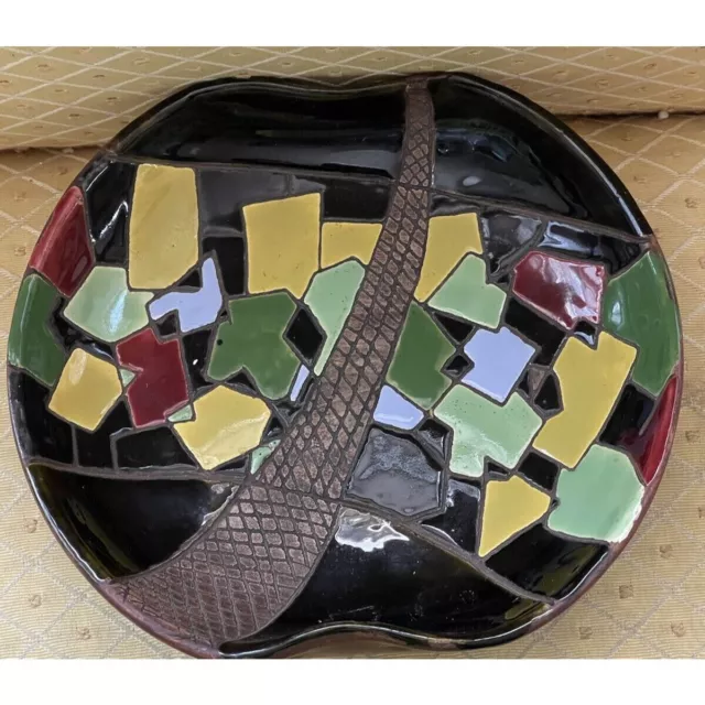 KERAMOS Mosaic Hand Painted ISRAEL Dish Plate Home Décor vintage rare