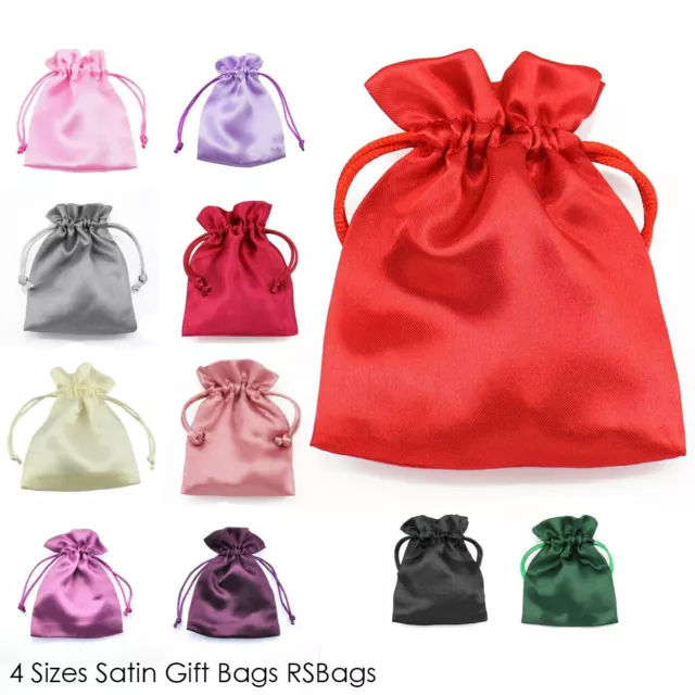 VDL Satin Gift Bags Drawstring Silky Jewellery Pouches Wedding Favour 4 Sizes