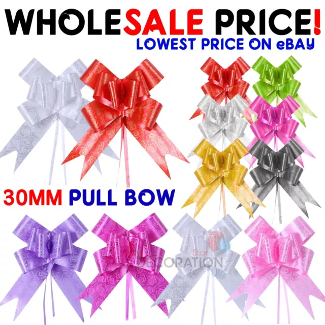 100pc Pull Bows 30mm Large Small Gift Wrap Florist Ribbon Wedding Car Decoration