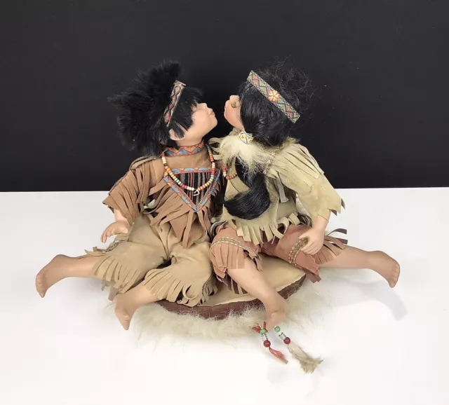 Native American Kissing Dolls Porcelain Takota And Winona Heritage Signature