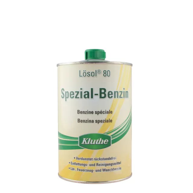 Kluthe Lösol 80 Spezial-Benzin 1L, hochwertiges Lösungsmittel, Waschbenzin, Rein