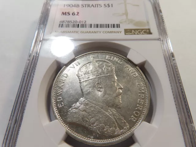 D9 British Straits Settlements 1904-B Silver Dollar NGC MS-62