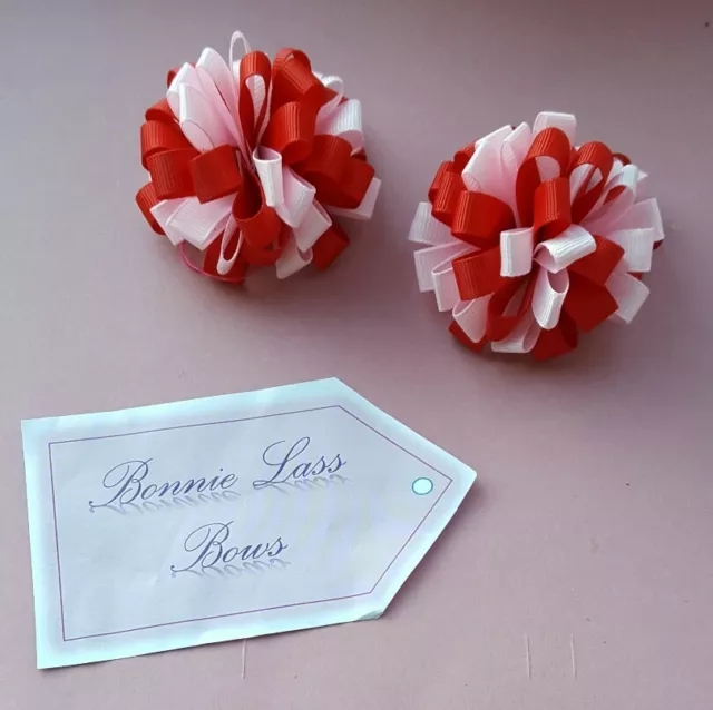 1 paire d'arcs Bonnie Lass à ruban rouge et rose nœud boucle Saint-Valentin