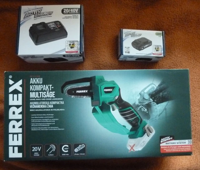 AKKU KOMPAKT-MULTISÄGE FERREX Bundle inkl. Ladegerät + Akku 20Volt ...