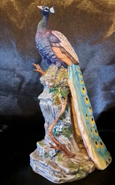 Vintage 1985  PORCELAIN 11”  Figurine - "Peacock" Andrea by Sadek - #7560