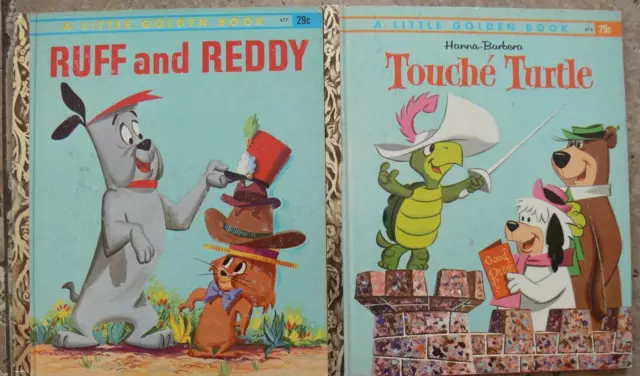 2 Vintage Little Golden Books ~ HANNA-BARBERA TOUCHE TURTLE, RUFF AND REDDY