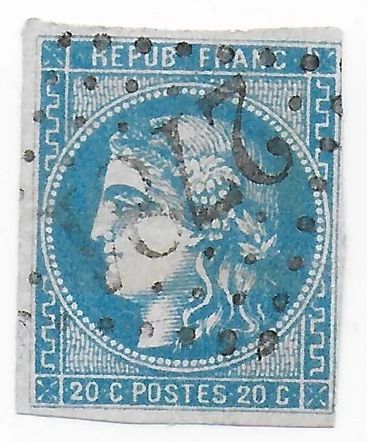 Timbre France classique CERES série BORDEAUX N° 46 B GC 2781 Panissières