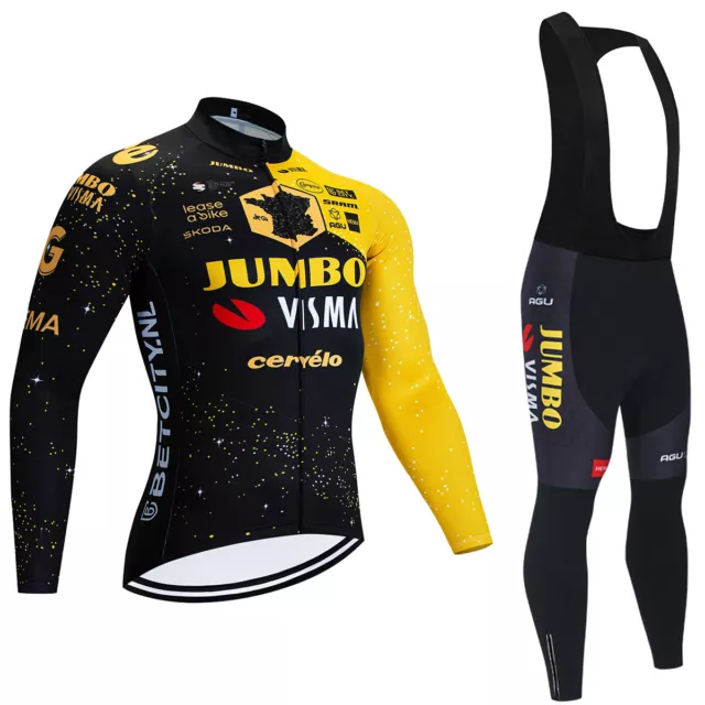 Tuta ciclismo Invernale Jumbo Visma 2024 MTB Completo Felpato  Gel divisa bici