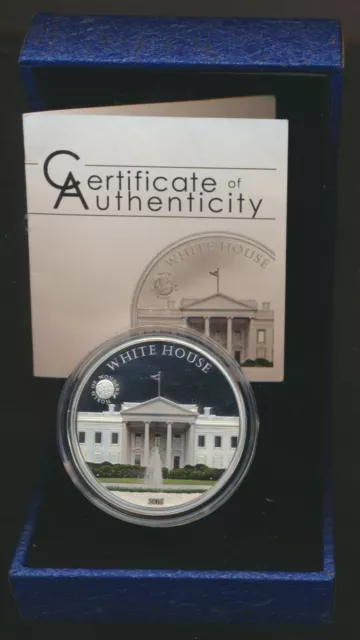 Palau 2016 $1 Coloured Silver Proof USA White House, World of Wonders Series