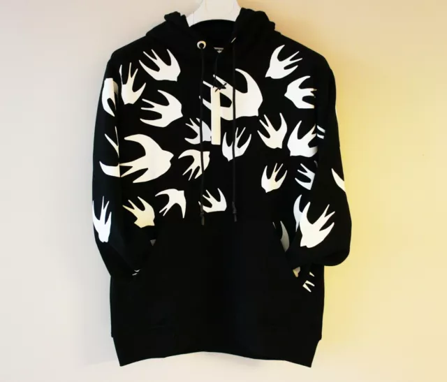 MCQ by Alexander McQueen Men's White Swallow Print Black Hoodie (BNWT) 2