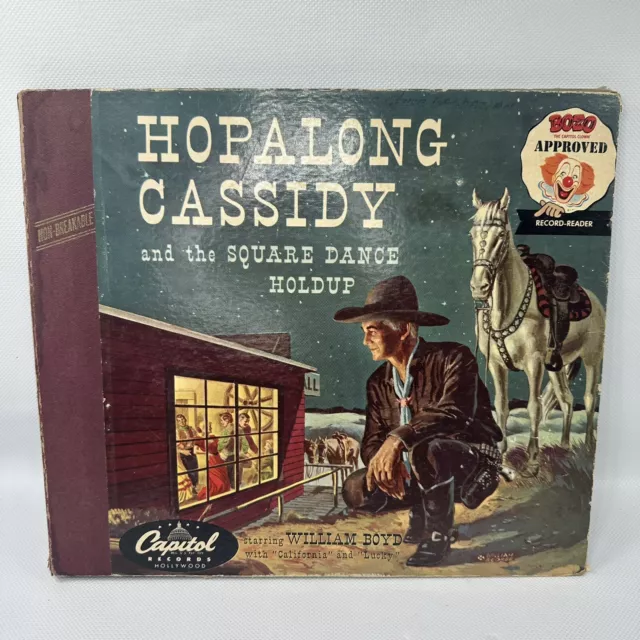 HOPALONG CASSIDY &THE SQUARE DANCE HOLDUP Two Record LP Set w/Attached Book