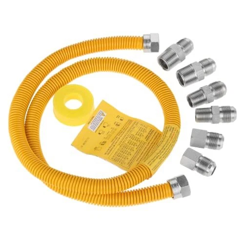 48"Gas Hose Connector Kit Gas Line for Dryer Water Heater Stove- 5/8 In. OD 1...