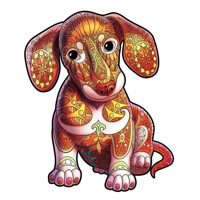 Dog Animal Shaped Jigsaw Puzzle Adults Wooden Educational Interesting Toy Game