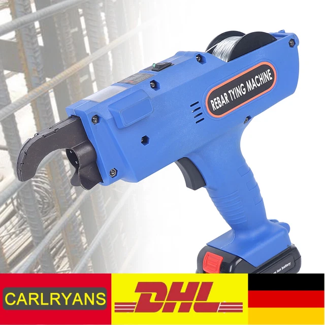 Draadbindmachine, 6 mm-25 mm, wapeningsverbinder, 12 V, automatische rebar binddraad, bindmachine met 2 accu's en 1 oplader