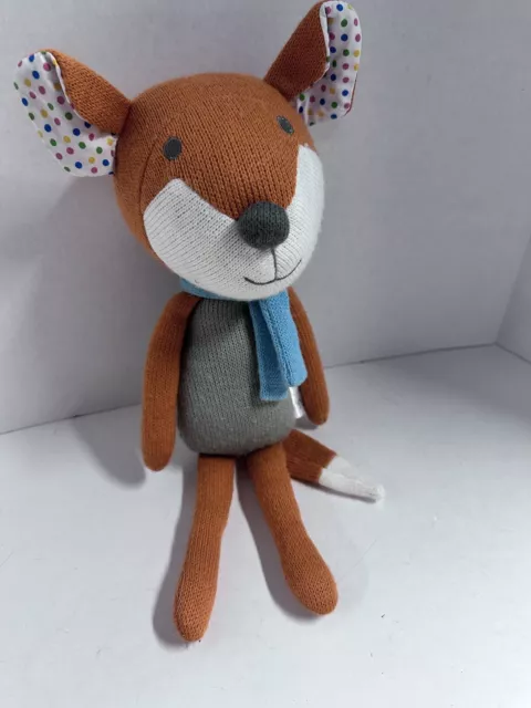 The Peanutshell Plush Fox Knit Toy Infant Nursery Decor Peanut Shell Orange 15”