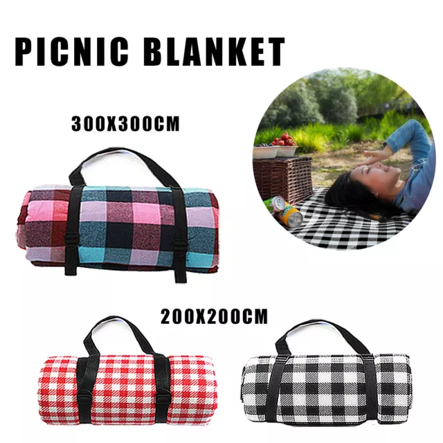 Large Picnic Blanket Premium Cashmere RED Rug Waterproof Mat Outdoor