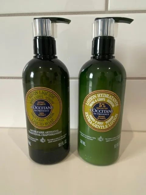 LOccitane Shea Verbena Liquid Soap & Extra Gentle Hand & Body Lotion - Both 300m